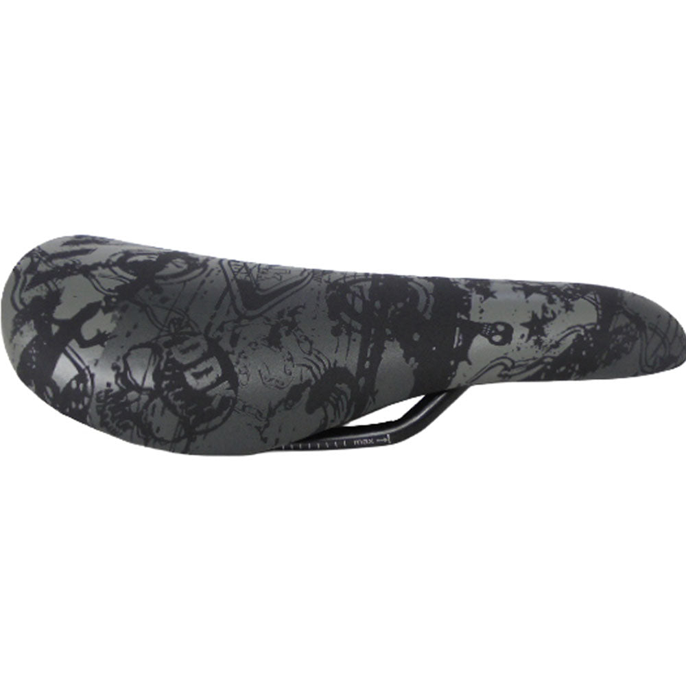 DDK black and dark grey BMX seat side view