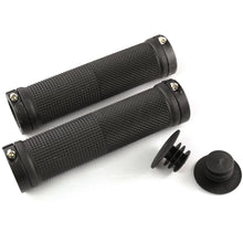 Load image into Gallery viewer, Clarks Vice black lock-on bike grips with end plugs