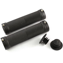 Clarks Vice black lock-on bike grips with end plugs