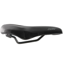 Load image into Gallery viewer, DDK black extra-wide City and Trekking bike saddle side view