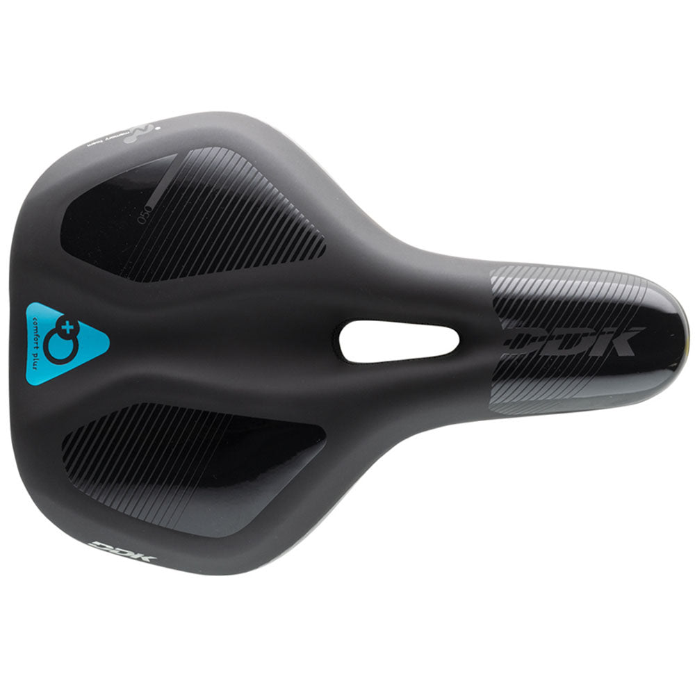 DDK black extra-wide cutaway suspension bike saddle