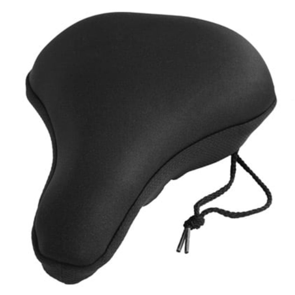 Black gel bike seat cover with drawstring fitting