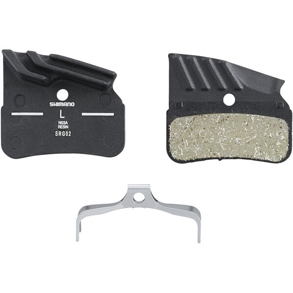 Shimano N03A-RF resin disc brake pads with cooling fins-with-spring