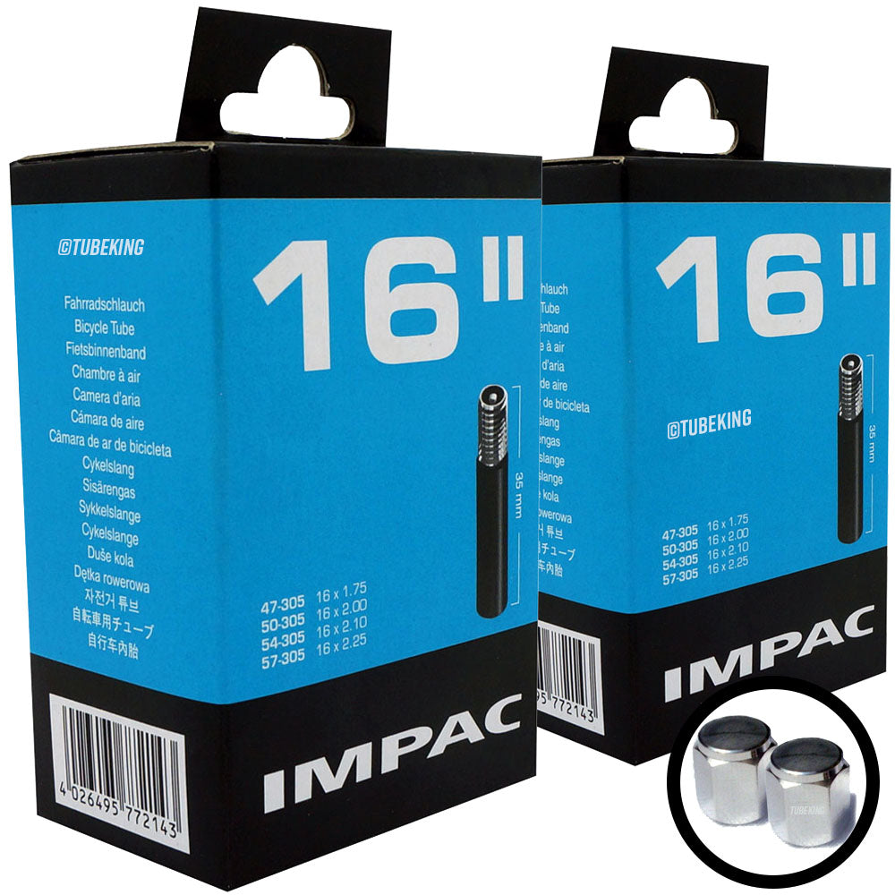 16 x 1.75 - 2.125" Impac Bike Inner Tube - Schrader Valve 40mm