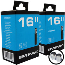 Load image into Gallery viewer, 16 x 1.75 - 2.125&quot; Impac Bike Inner Tube - Schrader Valve 40mm