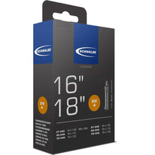 Load image into Gallery viewer, 16&quot; x 1 3/8, 16 x 1.10 - 1.35, 18 x 1.10 - 1.35 Schwalbe Inner Tube No.4 (Fits Brompton Folding Bikes) AV4, SV4