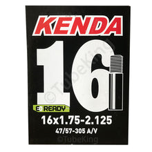 Load image into Gallery viewer, 16 x 1.75 - 2.125&quot; Kenda Bike Inner Tube - Schrader Valve 40mm
