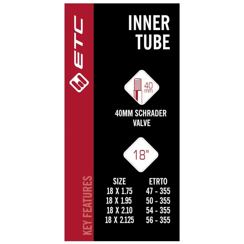 18 x 1.75 - 2.125" ETC Inner Tube - Schrader Valve *CLEARANCE ITEM