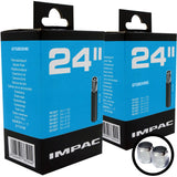 24 x 1.50 - 2.35” Impac Bike Inner Tube - Schrader Valve (2 Pack)