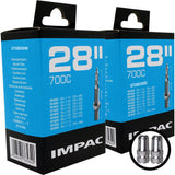 700 x 28 - 45c Impac Bike Inner Tube (28 x 1.10 - 1.75) Presta or Schrader Valve (2 Pack)