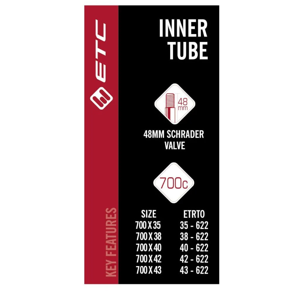 700 x 35 - 43 ETC Bike Inner Tube - Presta or Schrader Valve CLEARANCE