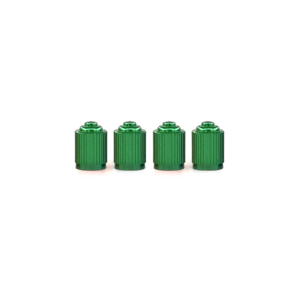 4 Green Alloy Schrader Dust Caps
