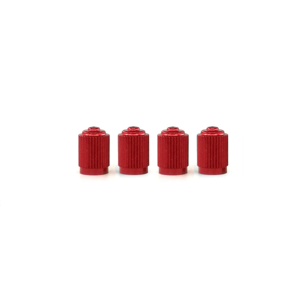 4 Red Alloy Schrader Dust Caps