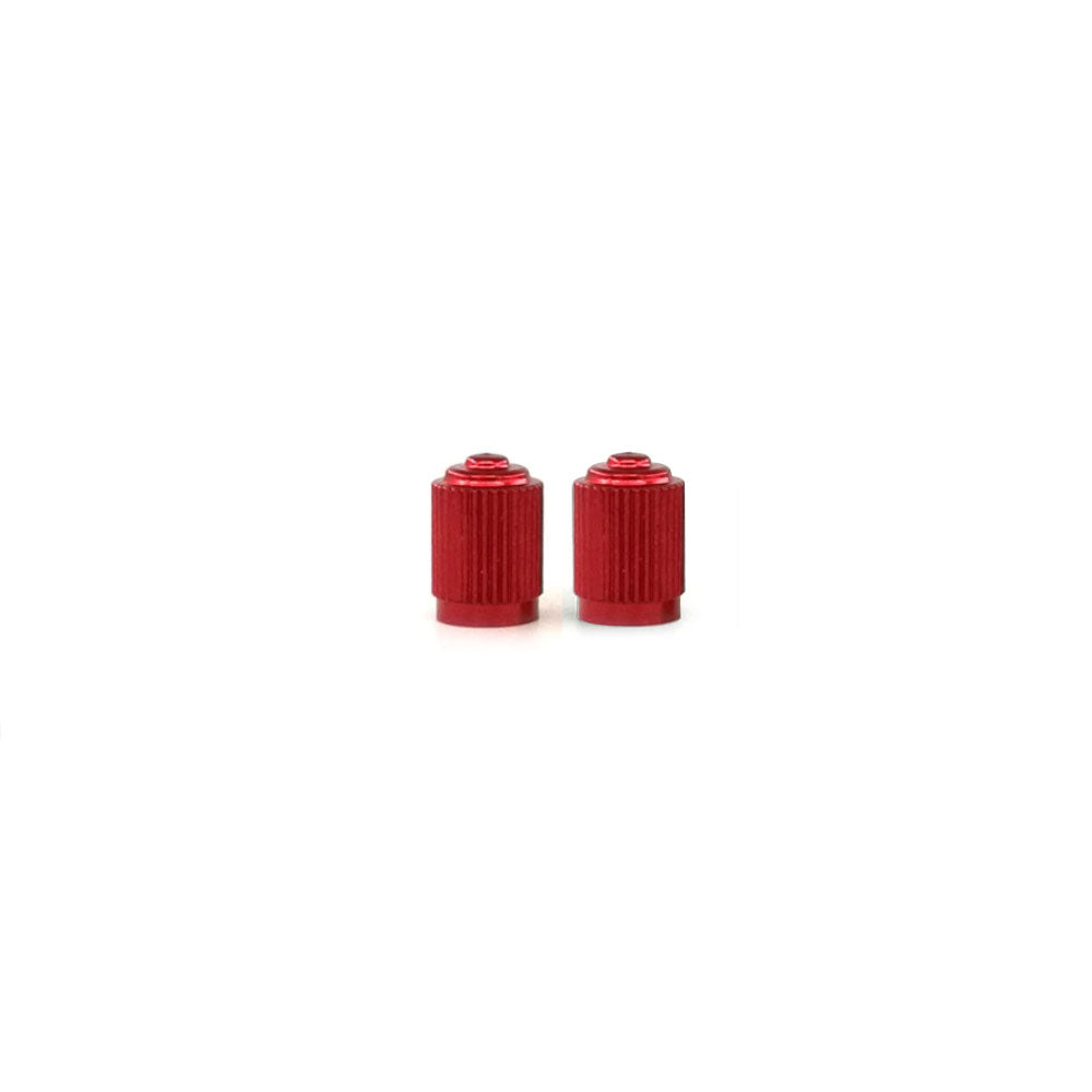 2 Red Alloy Schrader Dust Caps