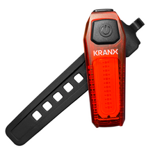 Load image into Gallery viewer, Kranx Shard 100 Lumen USB 6-Mode Rear Light and strap