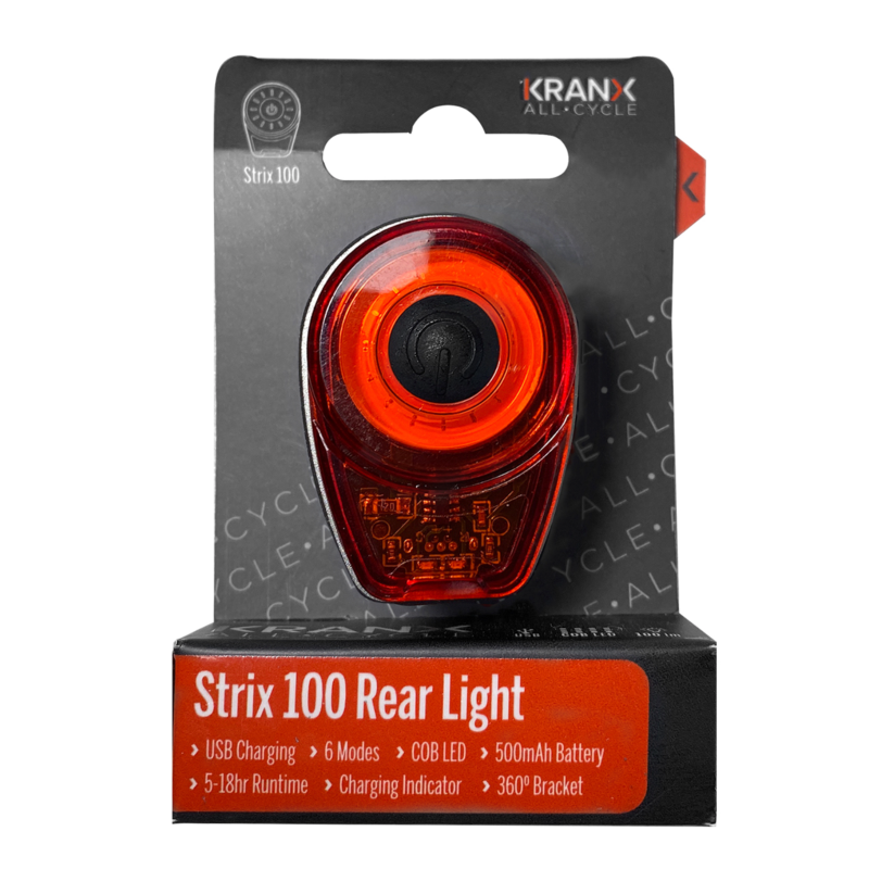 Kranx Strix 100 Lumen USB 6-Mode Rear Light boxed