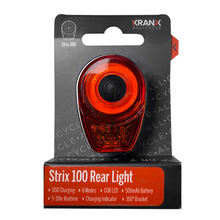 Load image into Gallery viewer, Kranx Strix 100 Lumen USB 6-Mode Rear Light boxed