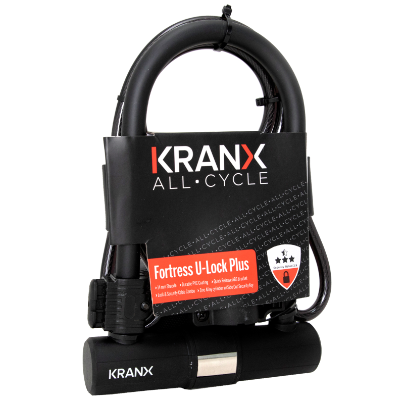 KranX Fortress Plus 14mm x 265mm U-Lock (with Bracket & 10mm Security Cable)
