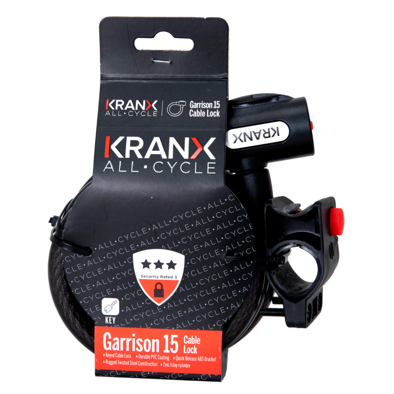 Kranx Garrison 15mm x 1800mm Key Cable Lock boxed