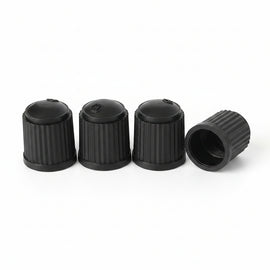 Black Schrader valve caps 4 pack