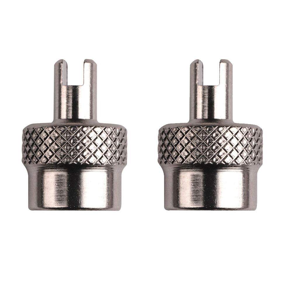 Schrader valve caps with core removal tool